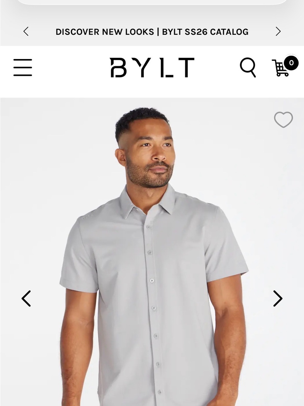 BYLT Basics Short Sleeve Button-Down Shirt in Light Gray